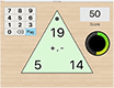 A thumbnail of a landscape iPad displaying an addition / subtraction screen (with timer)from the Terrific Triangle app.